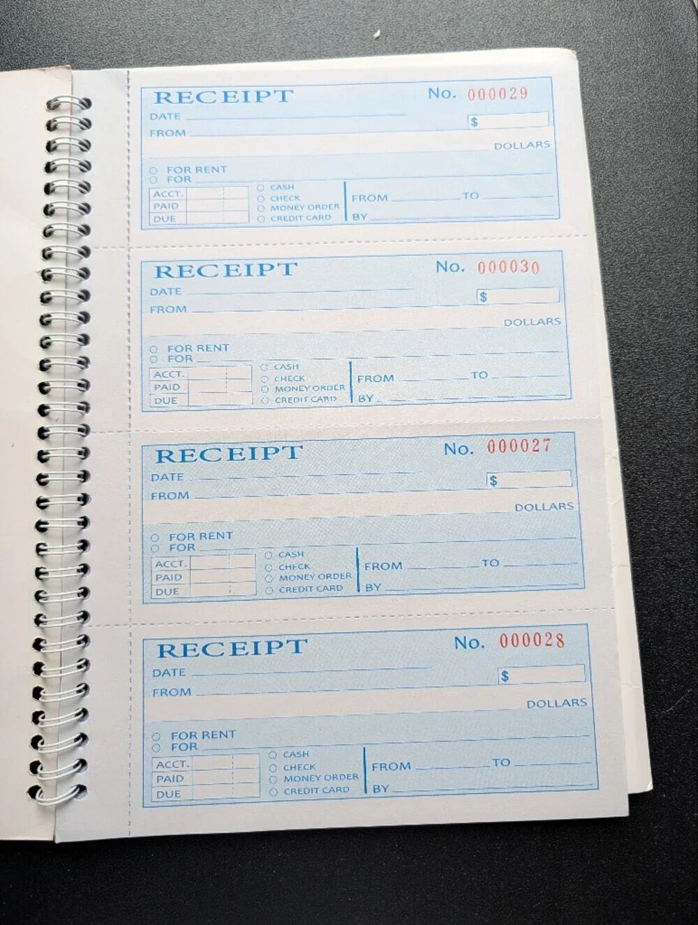 Money / Rent Receipt Book